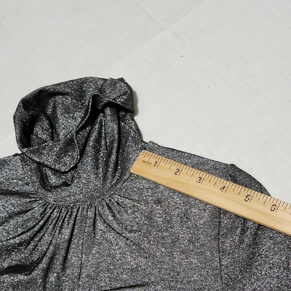 Gray Long Sleeved Tunic Dress Mock Neck Viscose Silver Metallic Quiet Luxury XS - Picture 10 of 14